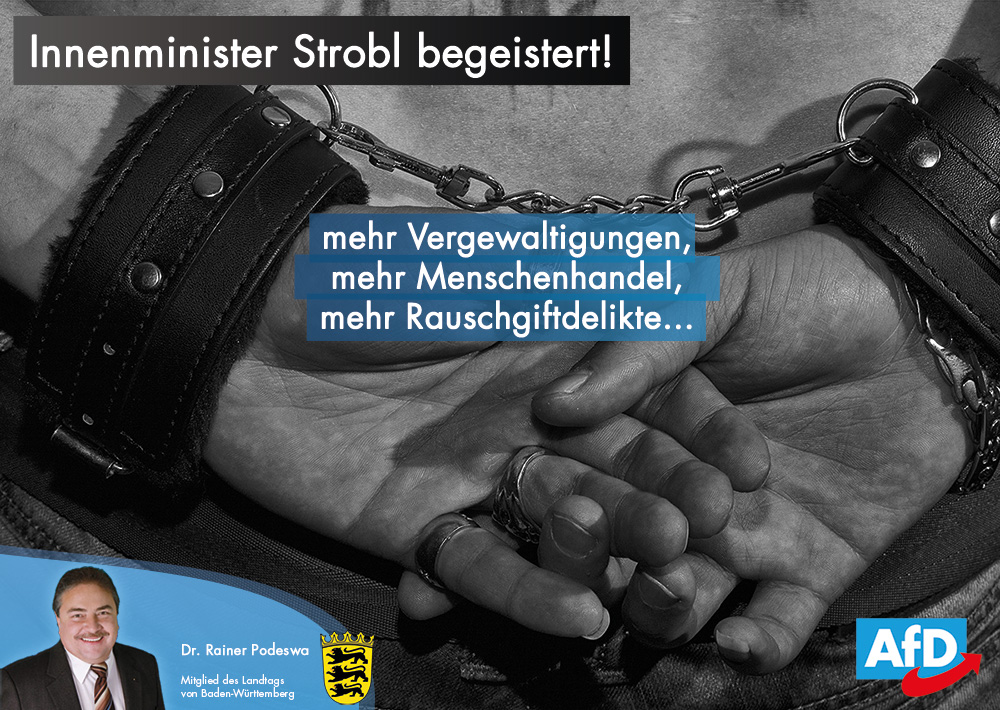 Innenminister Strobl begeistert: mehr Vergewaltigungen und Menschenhandel!