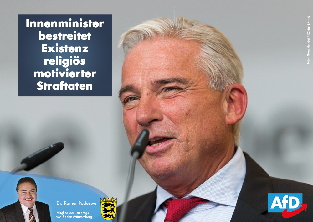 Innenminister Strobl bestreitet Existenz religiös motivierter Straftaten