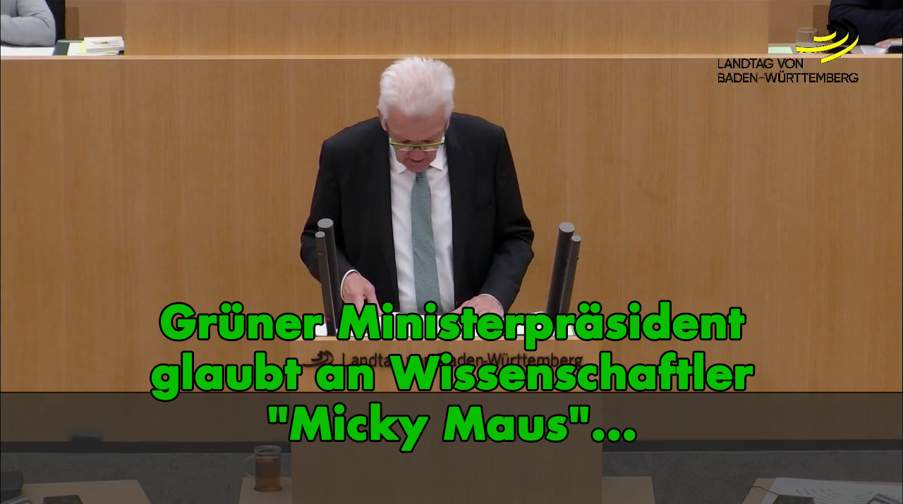 Klimareligion: Grüner Ministerpräsident glaubt an Wissenschaftler Micky Maus