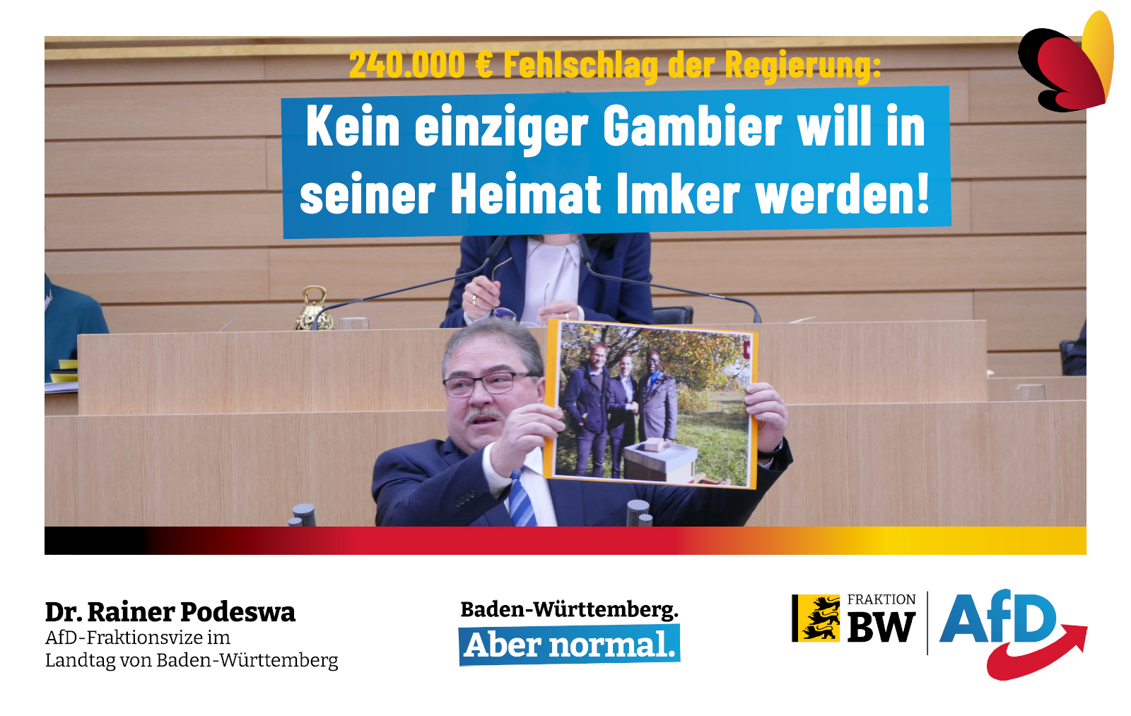 Dr. Rainer Podeswa: Bienenprojekt Gambia beispielhaft für planlosen Steuerumgang