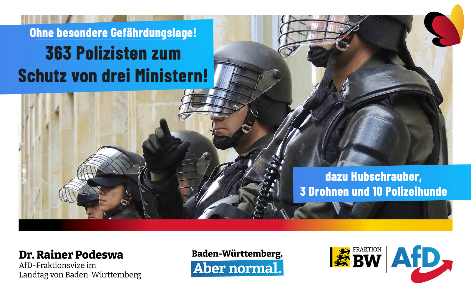 Dr. Rainer Podeswa: 363 Polizisten zum Schutz von drei Ministern sind zu viel!