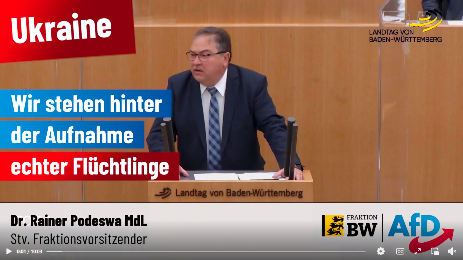 Plenarrede Dr. Rainer Podeswa: AfD-Fraktion steht immer hinter der Aufnahme echter Flüchtlinge