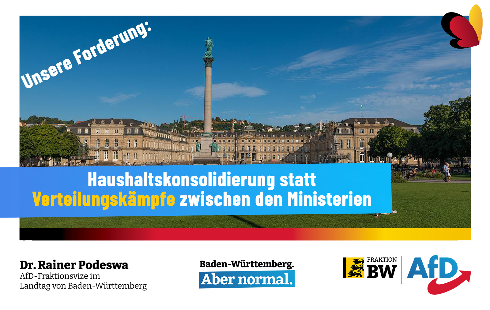 Dr. Rainer Podeswa: ressortübergreifende Haushaltskonsolidierung ist unverzichtbar