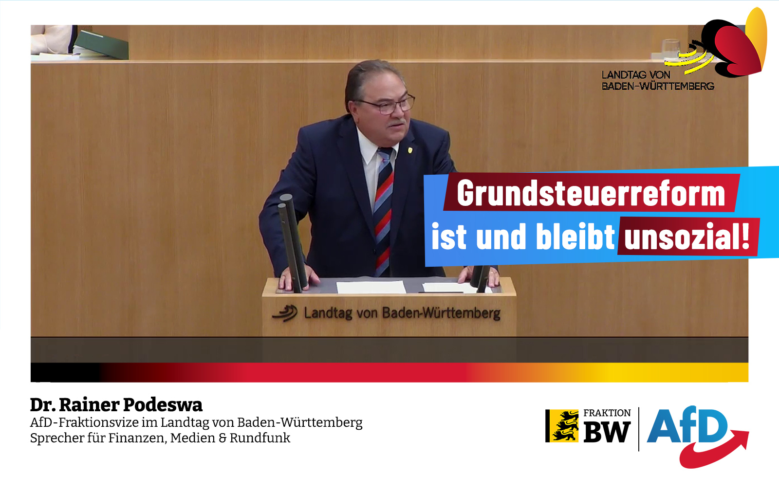 Dr. Rainer Podeswa: Grundsteuerreform ist und bleibt unsozial!